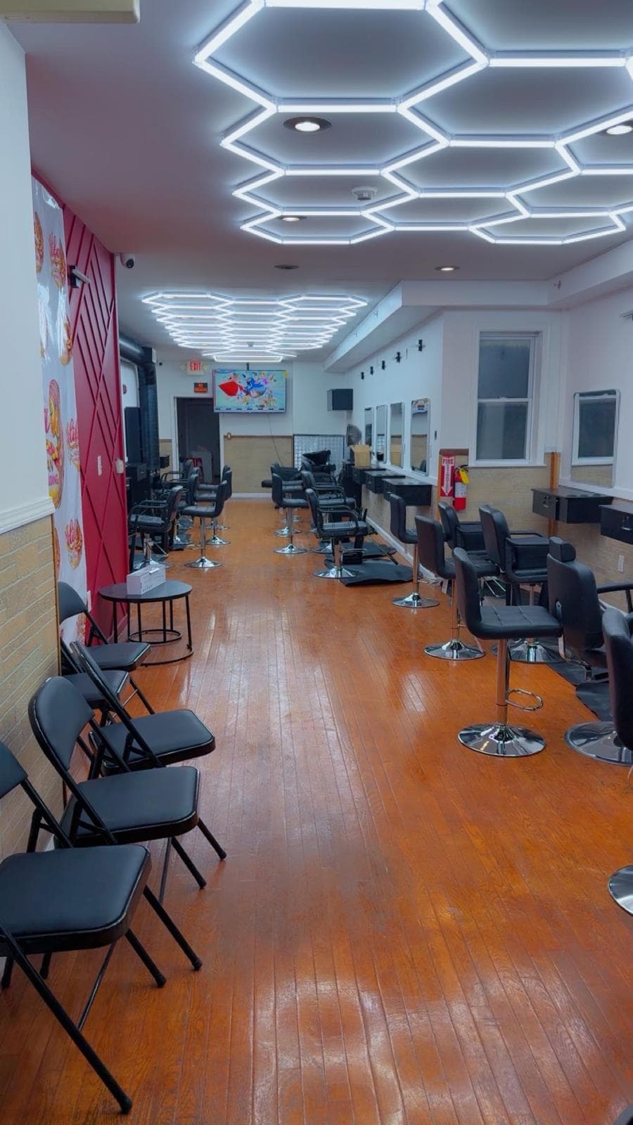 Bright, modern interior of the Difa braiding studio